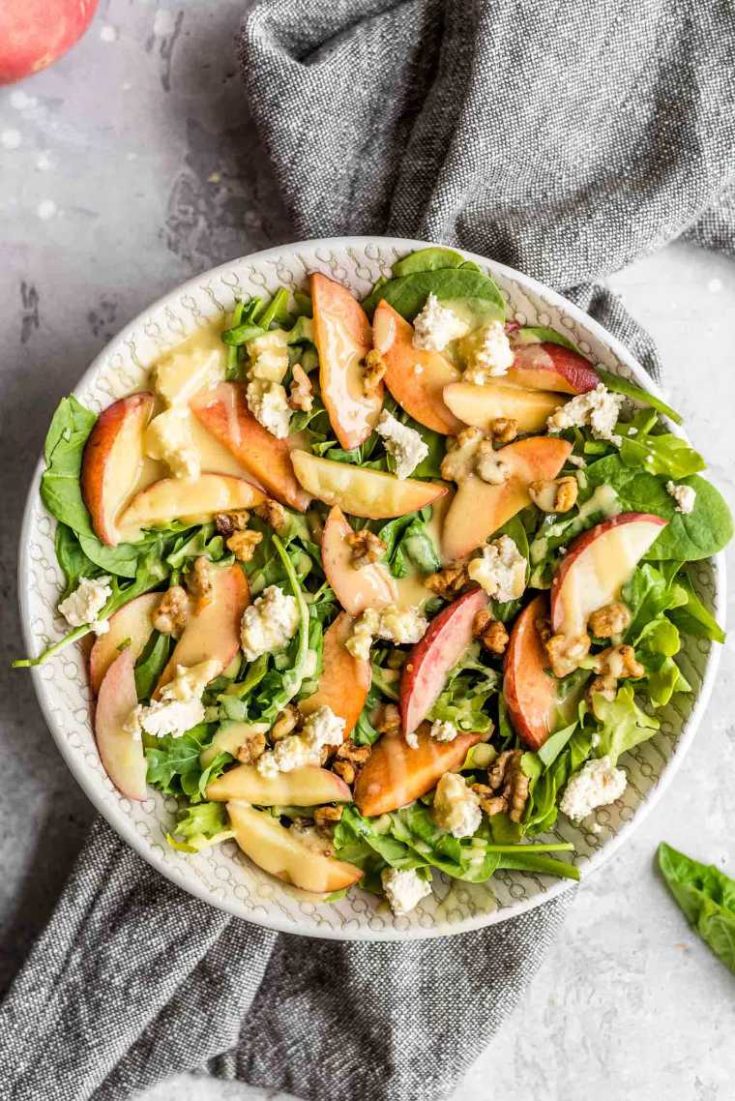 11 healthy vegan summer peach arugula salad