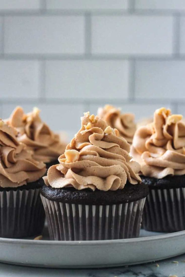 12 vegan chocolate peanut butter cupcakes frosted
