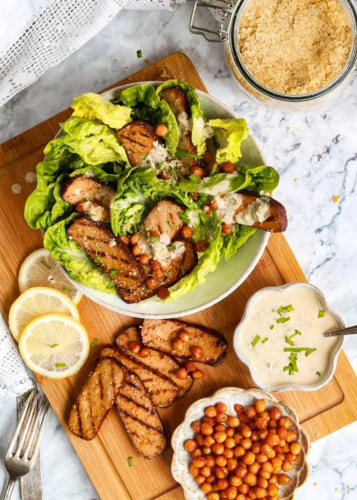 17 Caesar Salad with Chickpea croutons