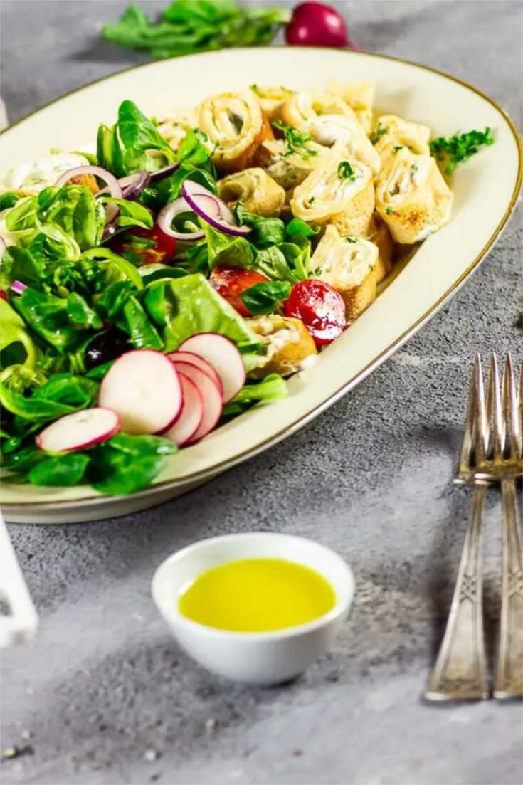 18 vegan spring salad with crepe pinwheels
