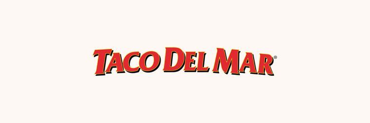 Taco Del Mar logo on beige background