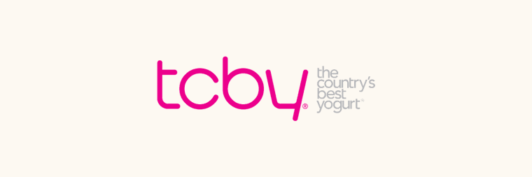 TCBY logo on beige background