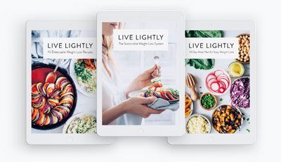 Three iPads showing the Complete Live Lightly eBook bundle