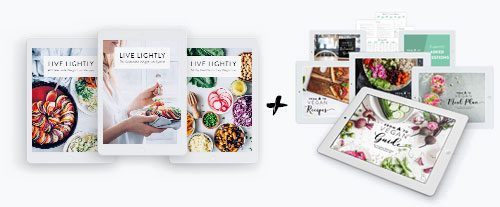 iPads showcasing the Complete Vegan Starter Kit as well as the Vegan Weight Loss Bundle