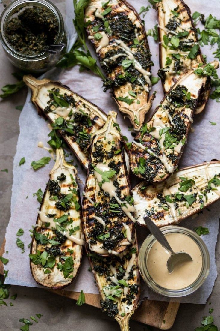 23 Chargrilled Aubergine with Carrot Pesto