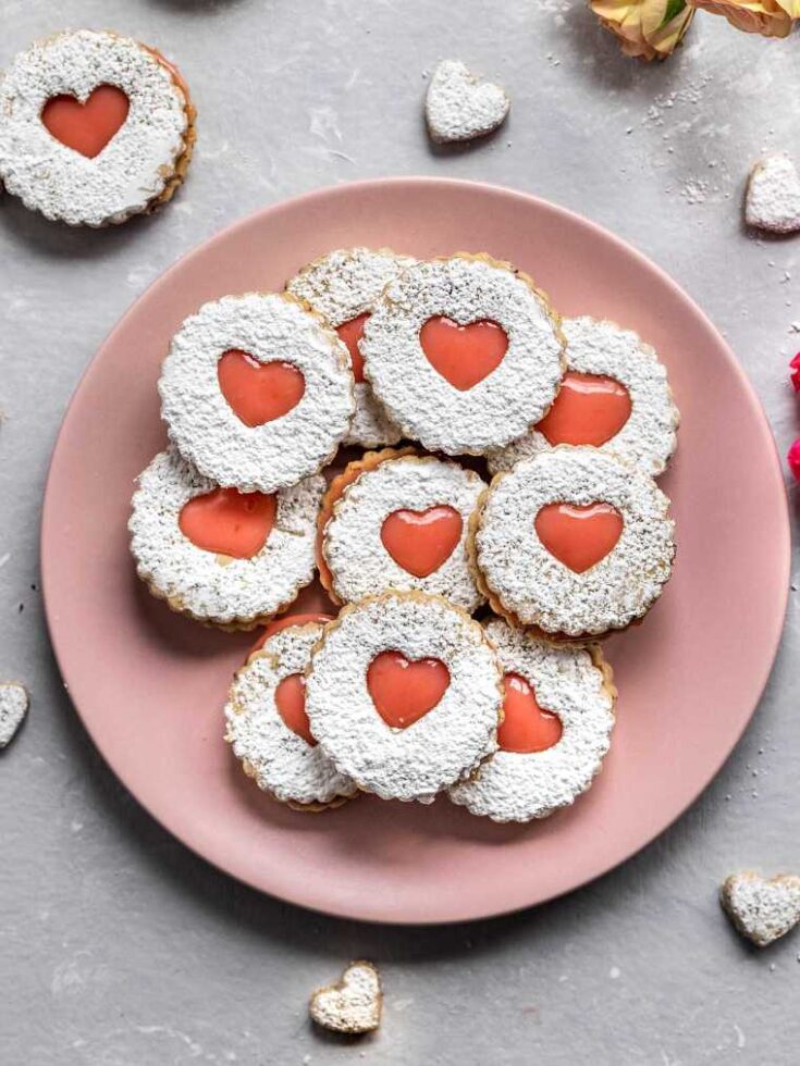 23 vegan blood orange curd linzer cookies