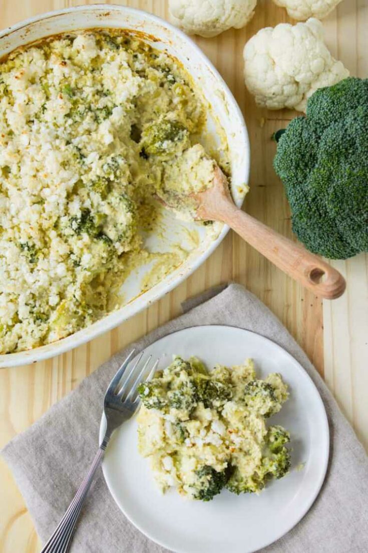 24 Broccoli and Cauliflower Rice Hemp Casserole
