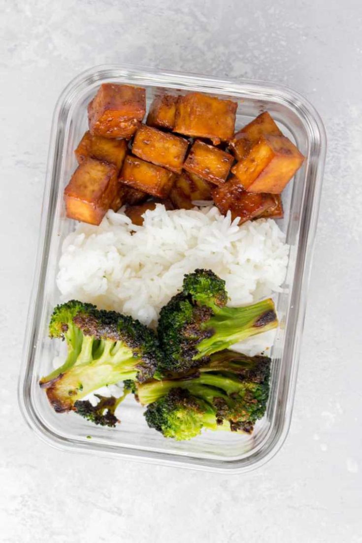 25 vegan tofu broccoli meal prep bowl