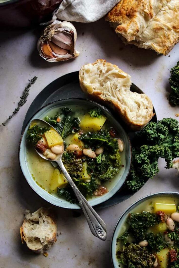 26 Vegan potato and kale soup
