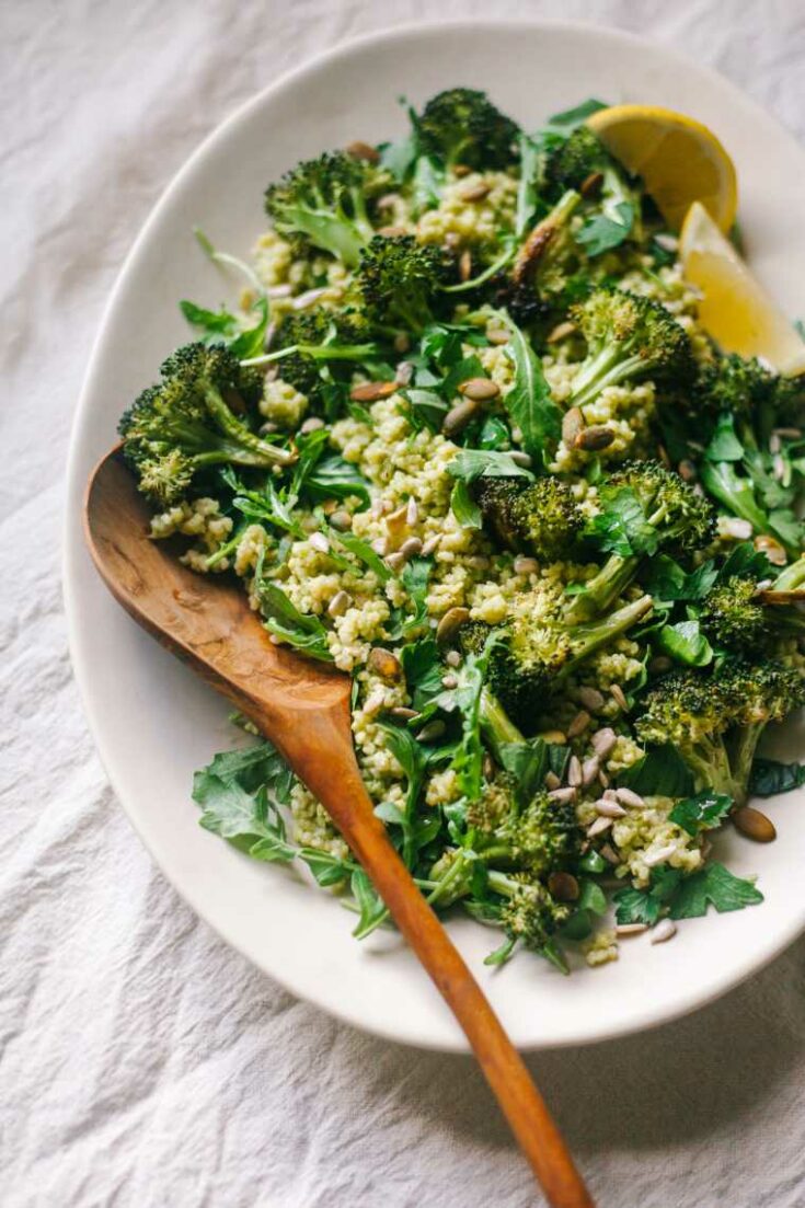 28 roasted broccoli with millet