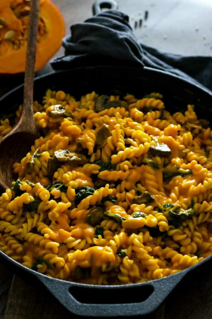 34 Pumpkin Pasta with Mushrooms and Spinach