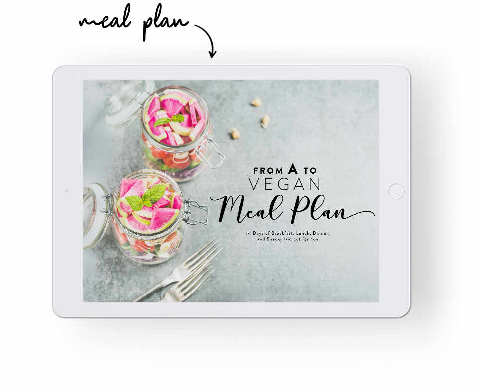 iPad showcasing the Meal Plan of the Complete Vegan Starter Kit by Nutriciously