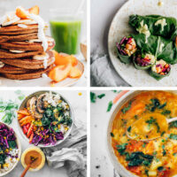 four Allergy Friendly Recipes including pancakes, bowls, wraps, and soup