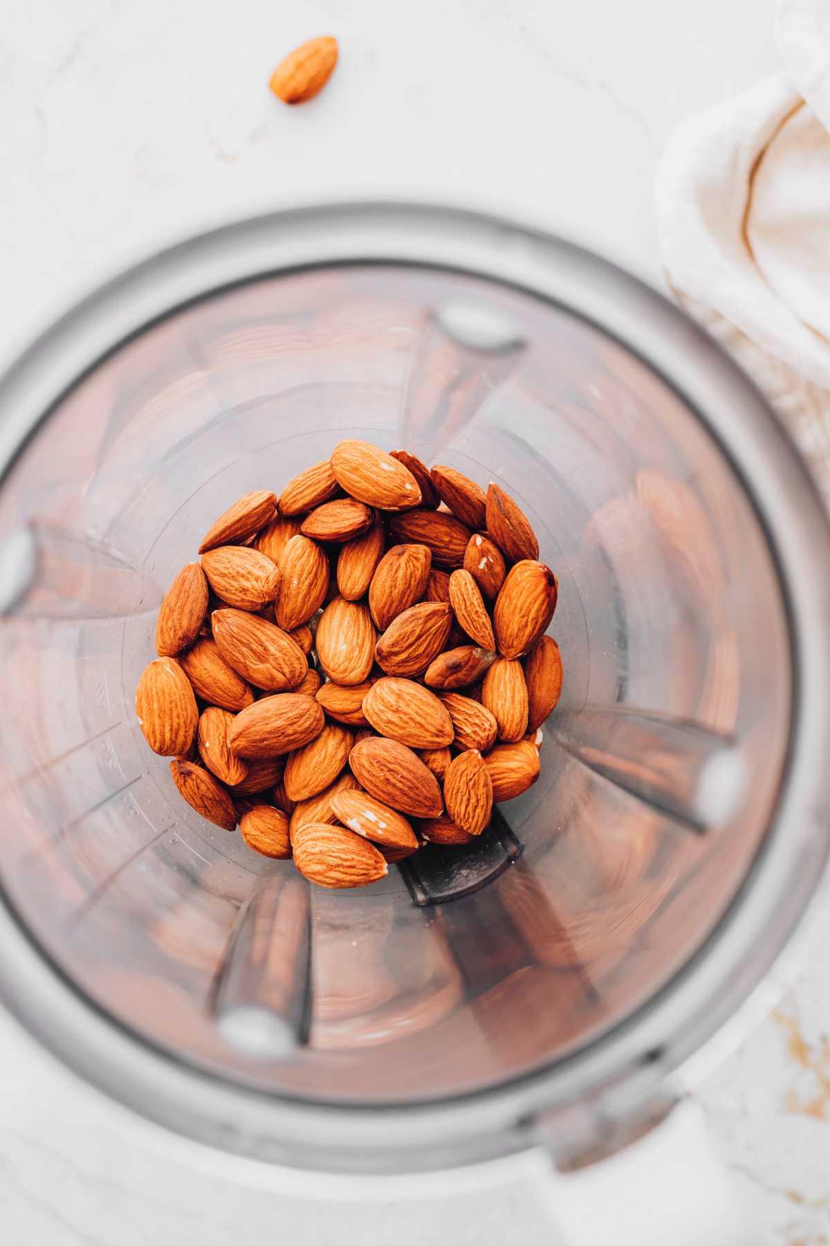 almonds with skin in a blender jar
