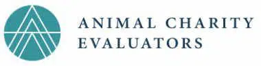 logo of the animal charity evaluators showing a teal circle with white lines