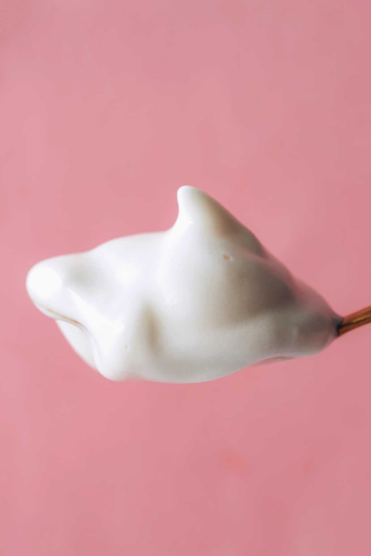 Aquafaba Whipped Cream on spoon