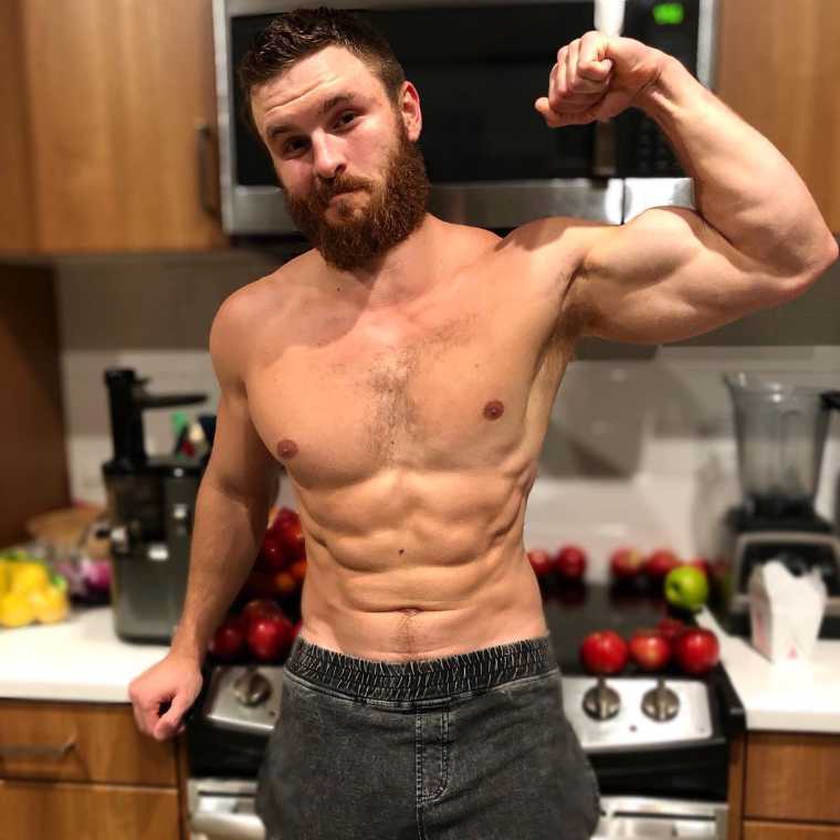 vegan bodybuilder Brian Turner in his kitchen
