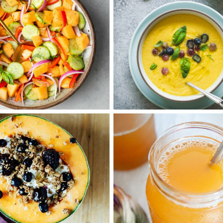 4 Cantaloupe Recipes from smoothie to breakfast bowl, salad, and soup