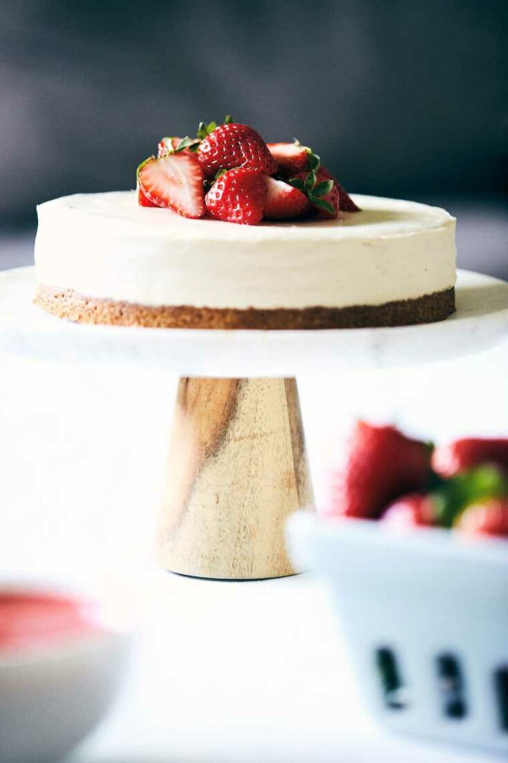 Cheesecake With Strawberry Rhubarb Sauce