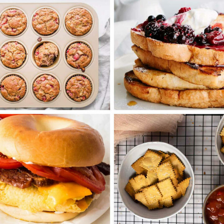 different vegan Chickpea Flour Recipes like muffins, bagel, crackers, and french toast