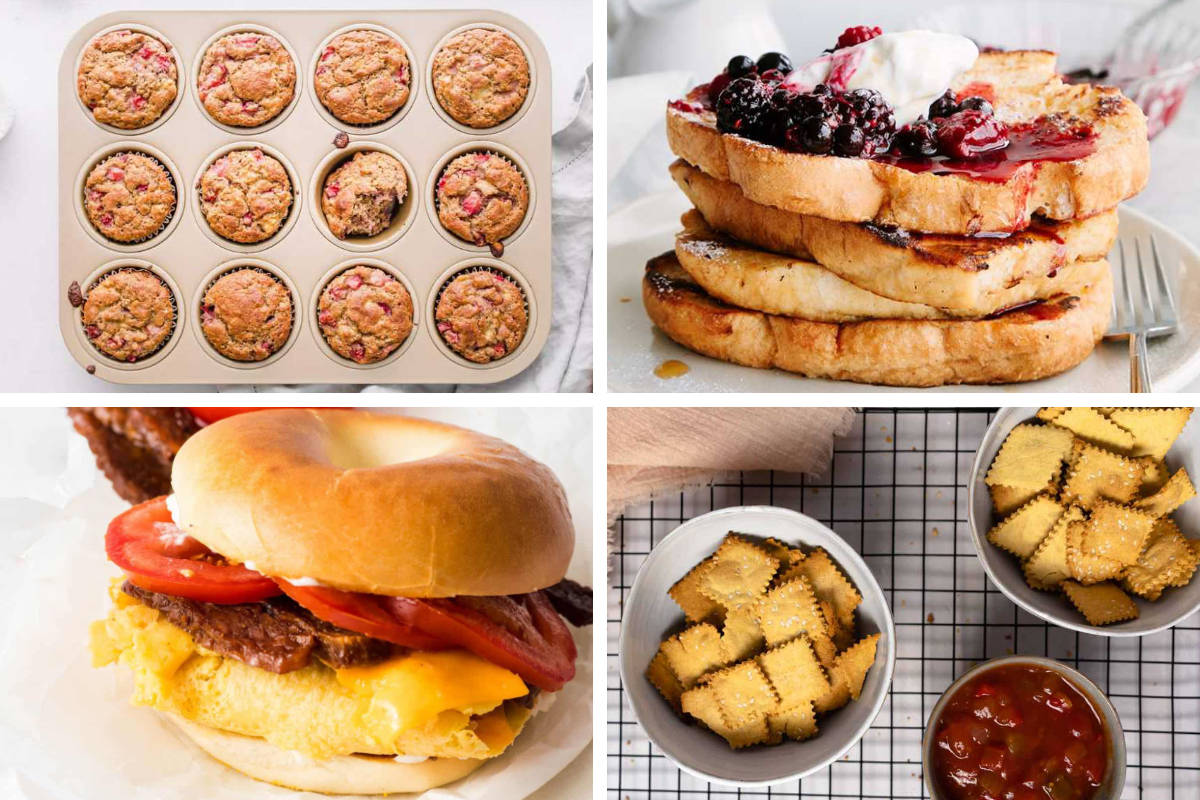 different vegan Chickpea Flour Recipes like muffins, bagel, crackers, and french toast