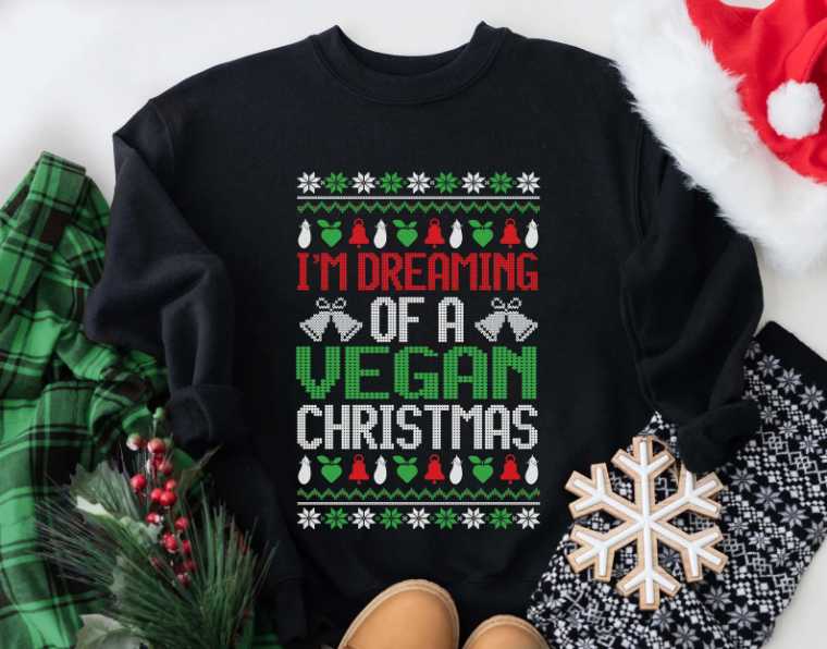black Vegan Christmas Sweater