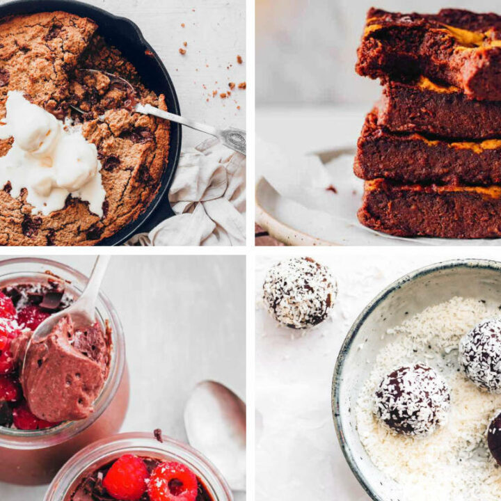 easy Date-Sweetened Desserts from brownies to skillet cookie, chocolate mousse and bliss balls