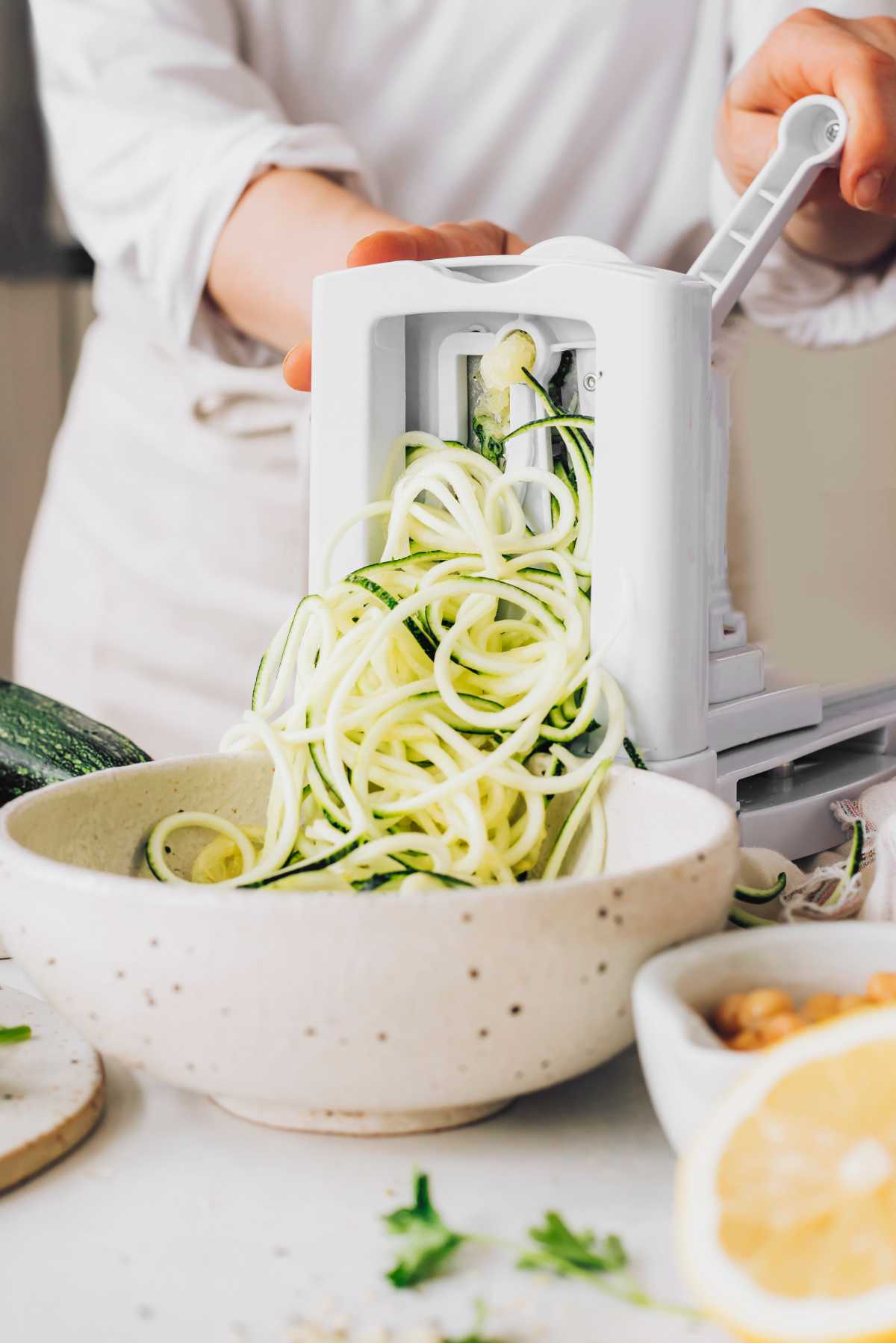 making zoodles with a spiralizer