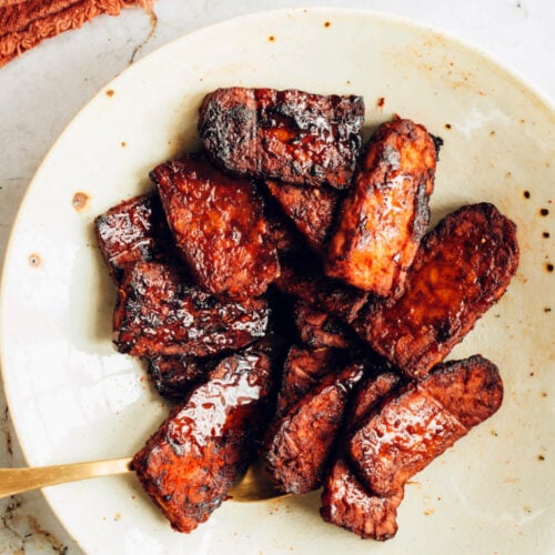 slices of Grilled Tempeh in a Bowl