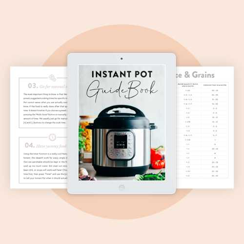 iPad showcasing Nutriciously's Instant Pot Guidebook with two sample pages