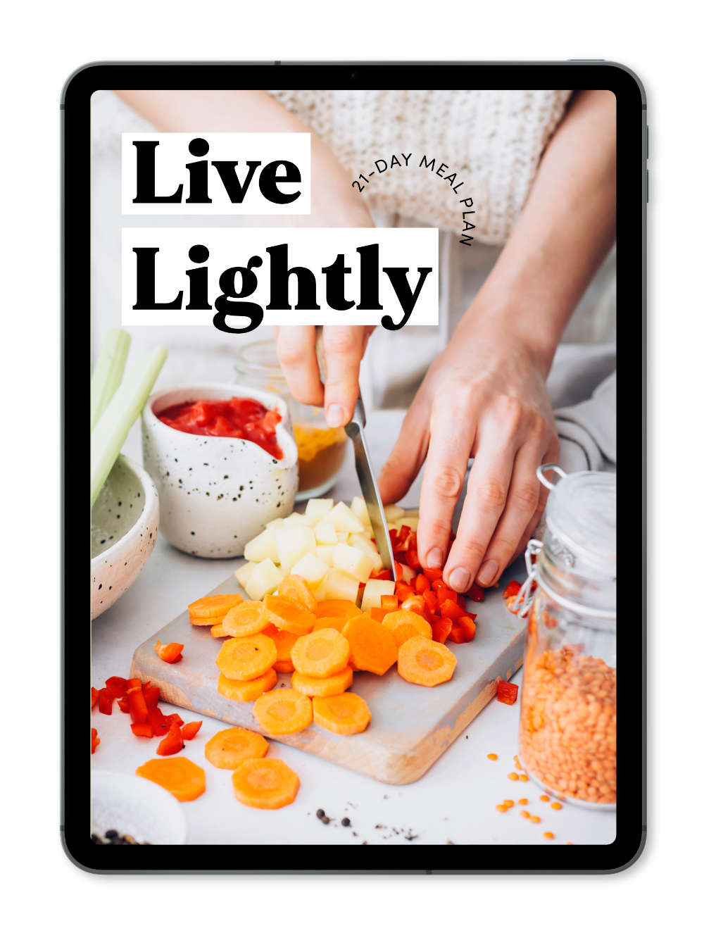 iPad Showcasing the Live Lightly Meal Plan