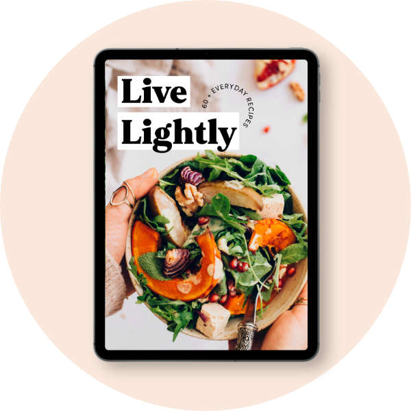 Live Lightly Recipes on Beige Circle