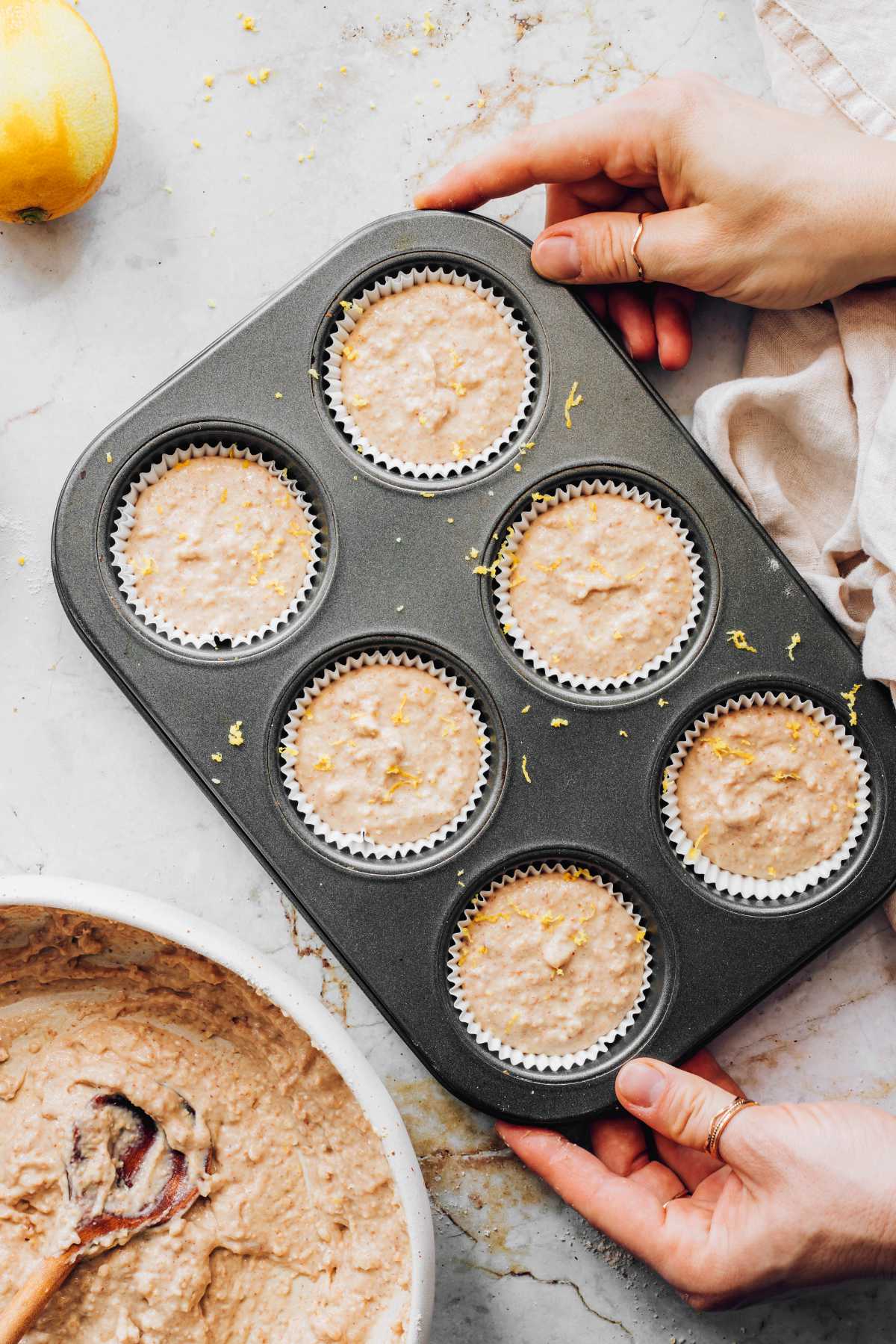 homemade vegan batter in muffin tin