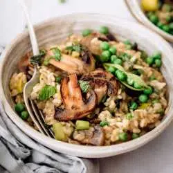 Bowl filled with vegan risotto