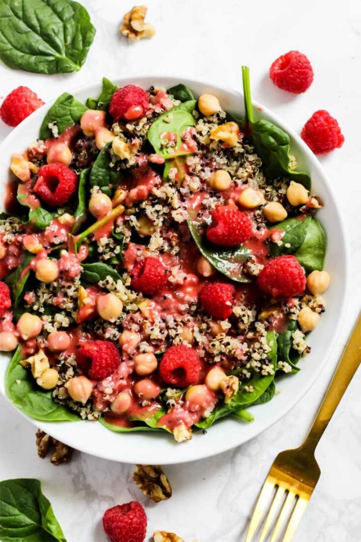 Quinoa Spinach and Raspberry Salad