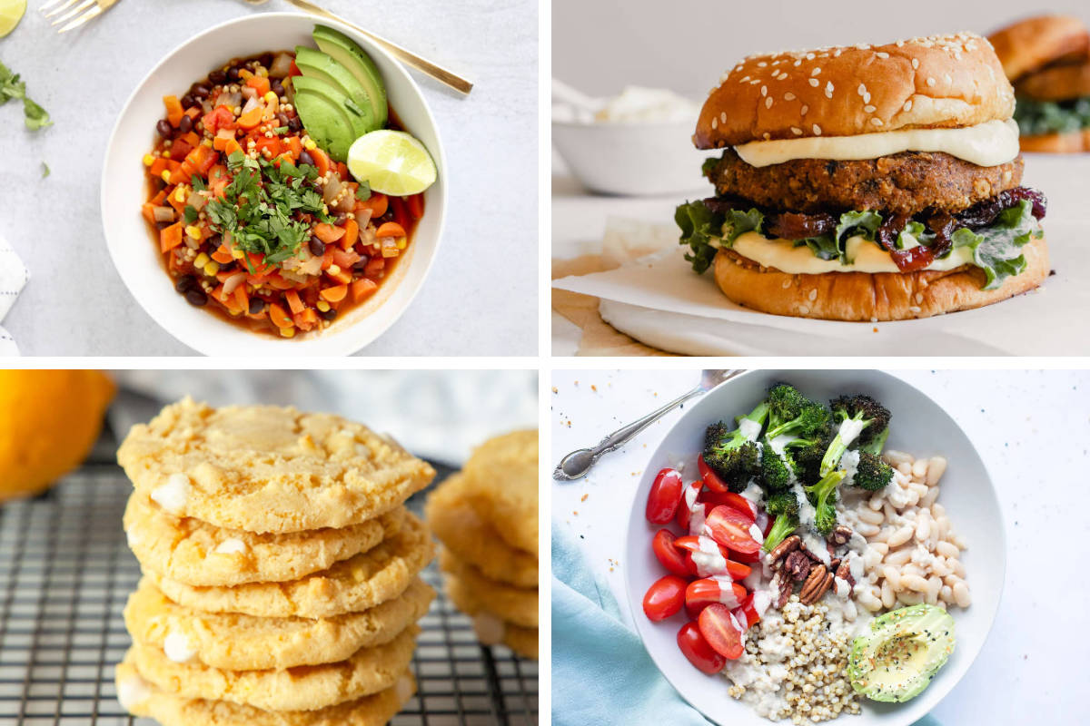 four different Sorghum Recipes from bowls to burgers and cookies