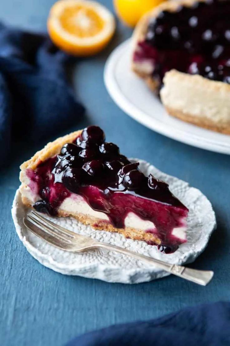 Vegan Baked Blueberry Cheesecake