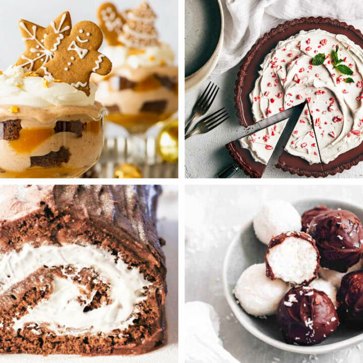 4 Vegan Christmas Desserts from chocolate tart to truffles and gingerbread trifle