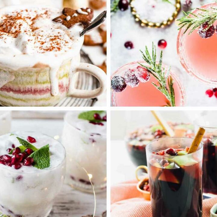 4 Vegan Christmas Drinks including mulled wine, hot chocolate, and white mojito