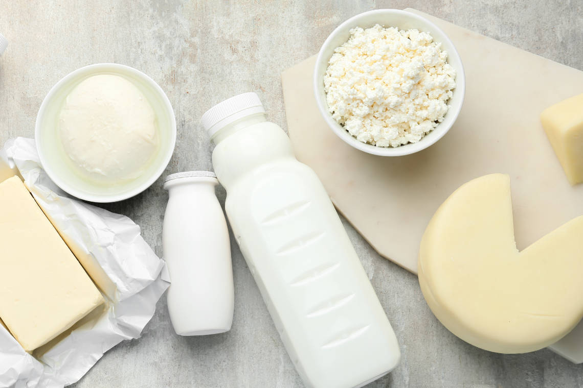 selection of Vegan Dairy Alternatives like milk, cheese, butter, and more