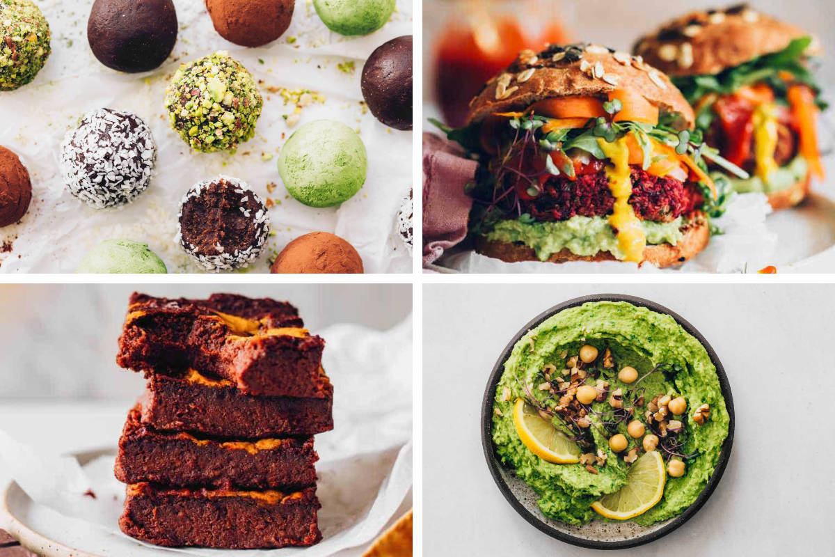 4 Vegan Food Processor Recipes like brownies, burgers, hummus and energy balls