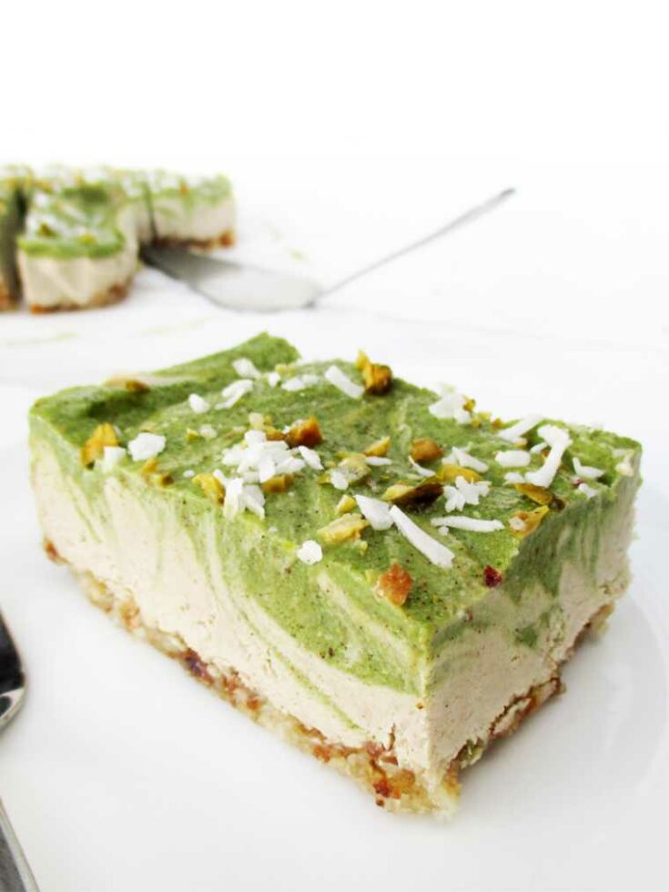 Vegan Gluten free Dairy No Bake Kiwi Fruit Vanilla Cake Slice Recipe
