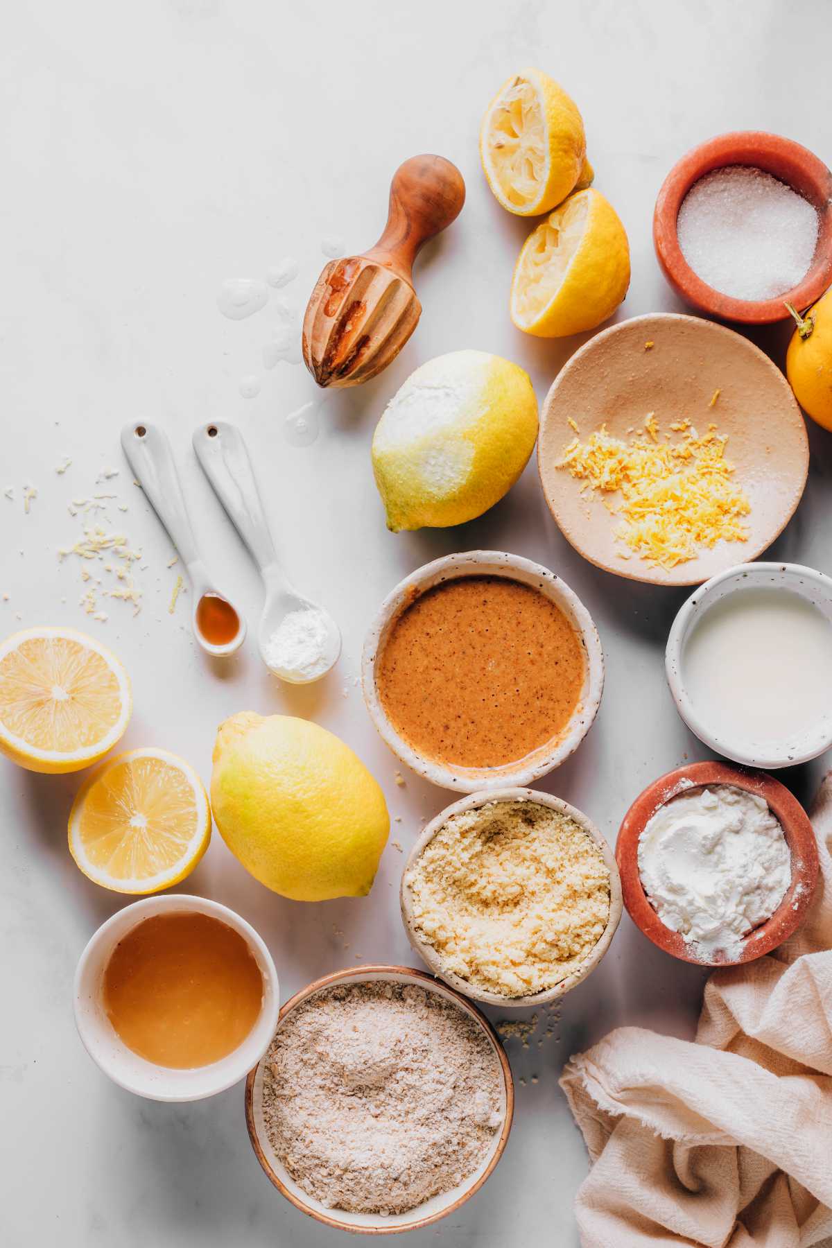 lemon, almond flour, oat flour, and baking staples