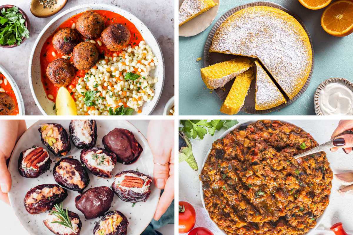 4 Vegan Moroccan Recipes like orange cake, stuffed dates, zaalouk, and lentil meatballs