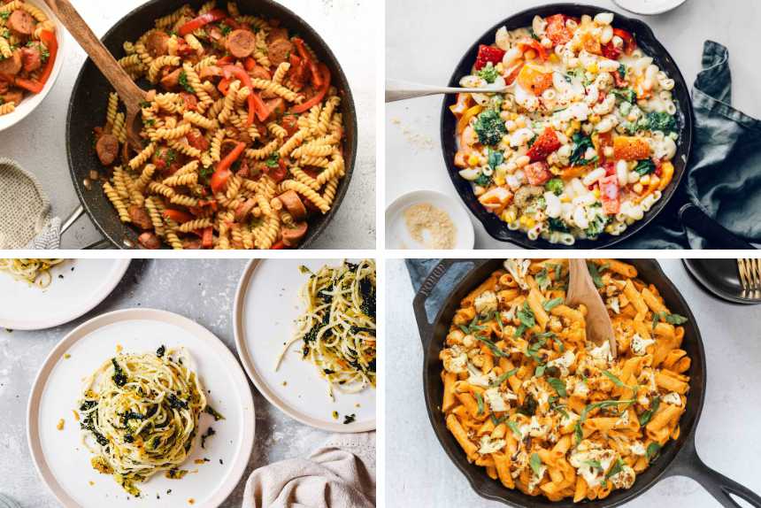4 Vegan Pasta Recipes from white sauce to roasted red pepper
