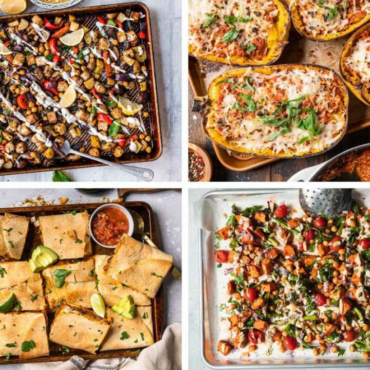 4 Vegan Sheet Pan Dinners made with veggies, chickpeas, and more