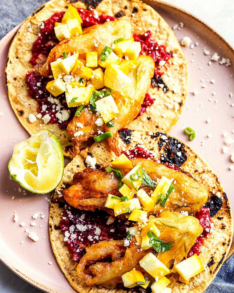Vegan Squash Blossom Tacos