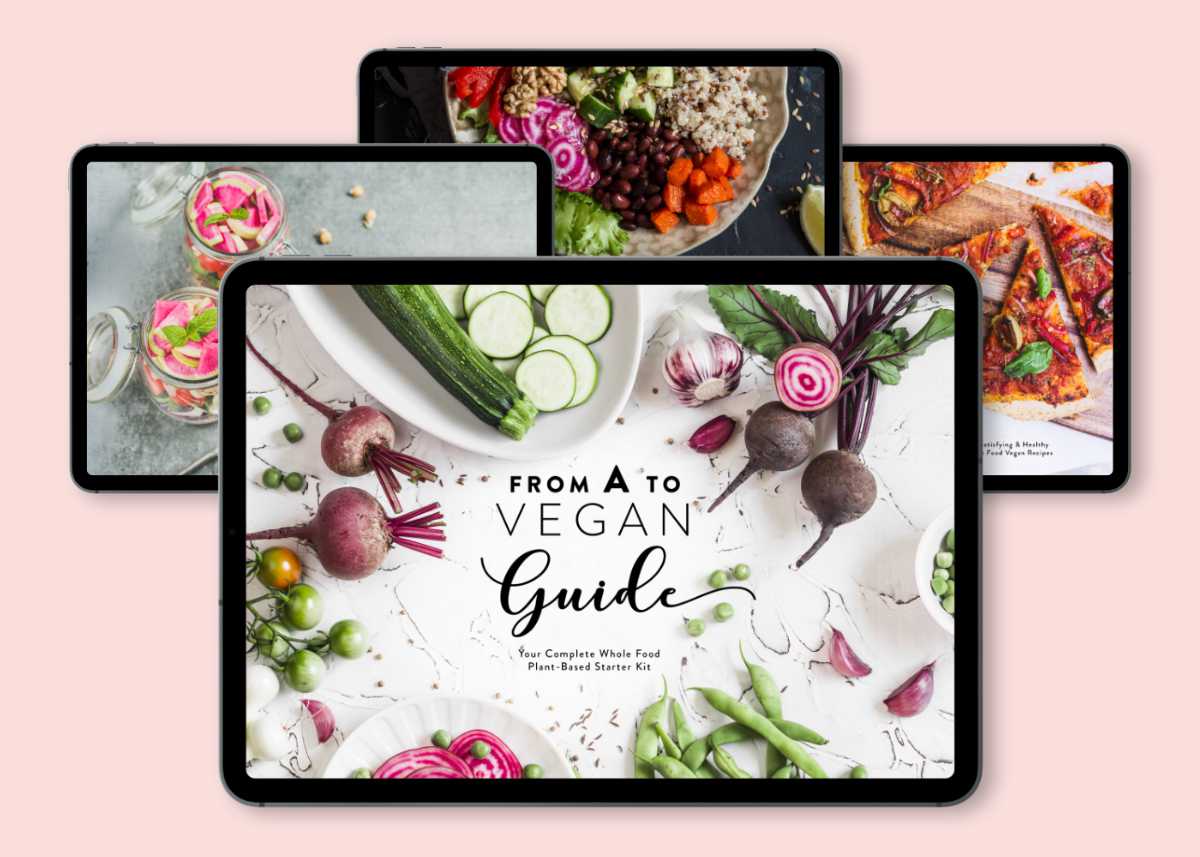 Four iPads with eBook Covers from the Vegan Starter Kit