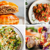 4 Vegan Vietnamese Recipes with rice, pastries, salad, and rolls