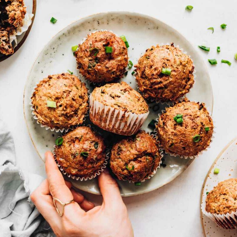 baked vegan savory muffins on plate